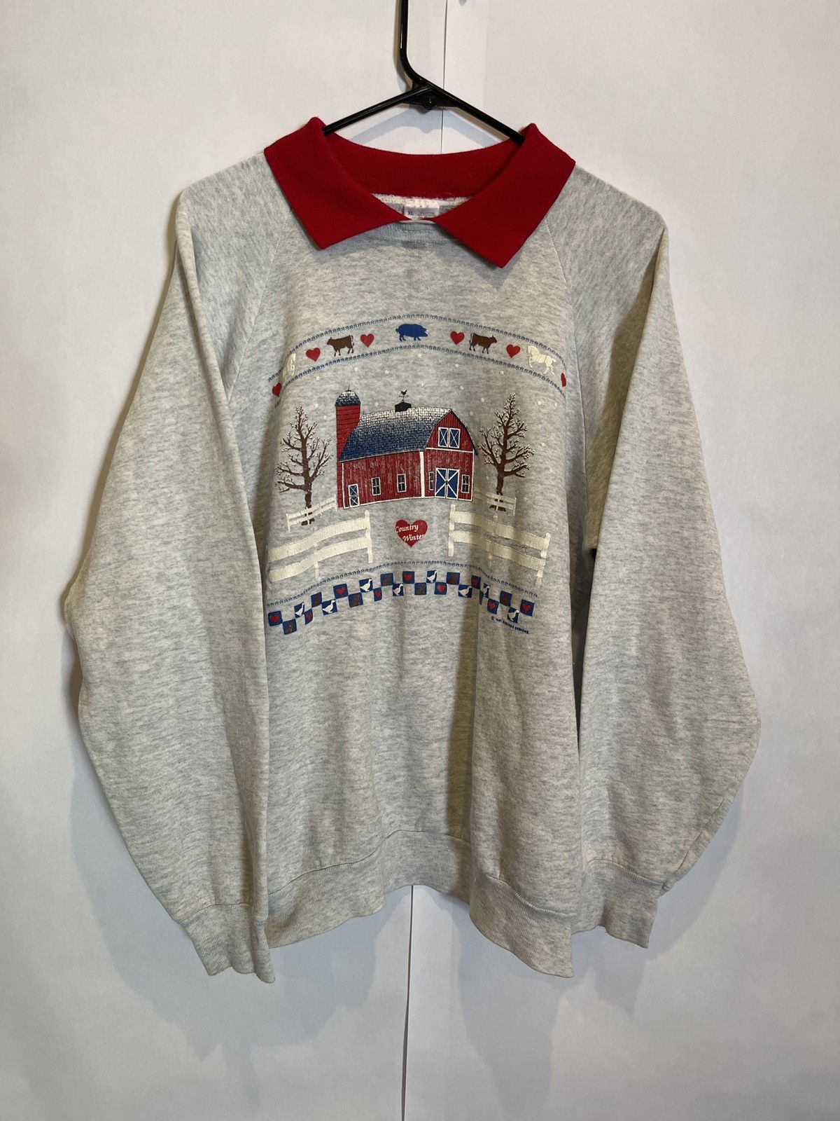Vintage 1991 Country Winter Collared Sweatshirt T-Shirts, Hoodie | FlexRushtees.com