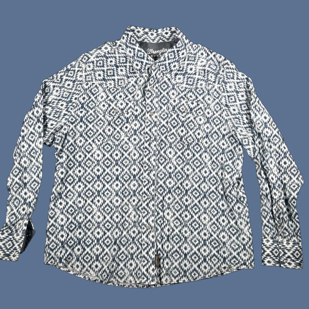 Vintage Wrangler Retro Premium Mens 2xl Xxl Pearl Snap Long Sleeve Shirt Aztec Western Geom