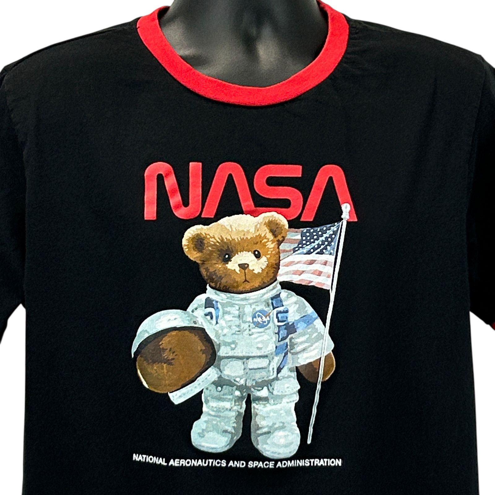 Other Nasa Space Bear Ringer T Shirt Mens L Large Black