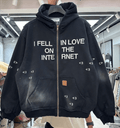 Vintage Un Desire Oversized Zip Up Graffiti Printed Hoodie