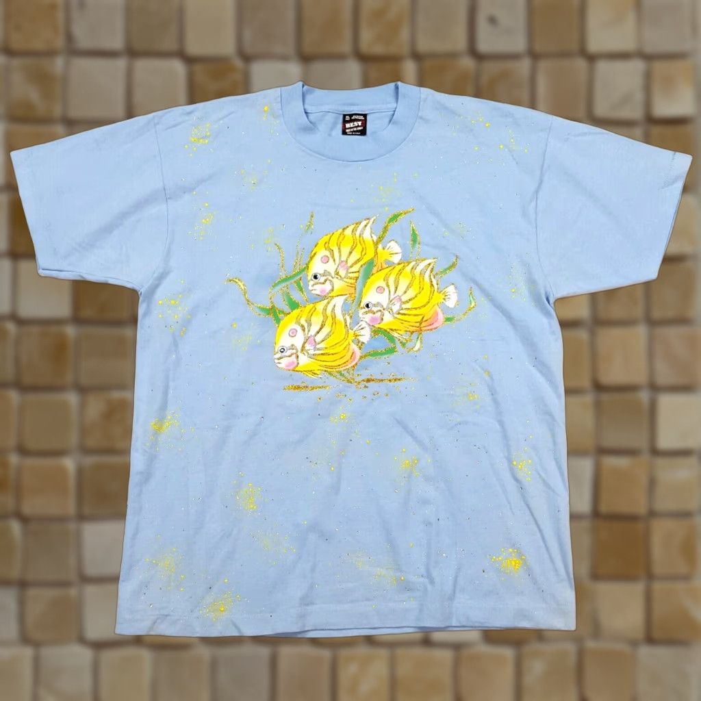 Fruit Of The Loom Vintage Fruit Of The Loom 90s Blue Fish T Shirt Xl Graphic Ocean Animals Tropical