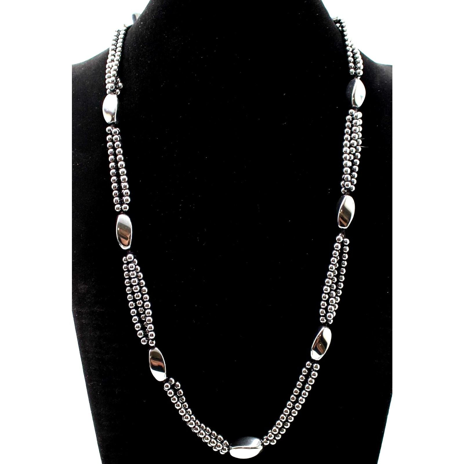 Other Classic Hematite Bead Necklace Shining Modern Three Stand