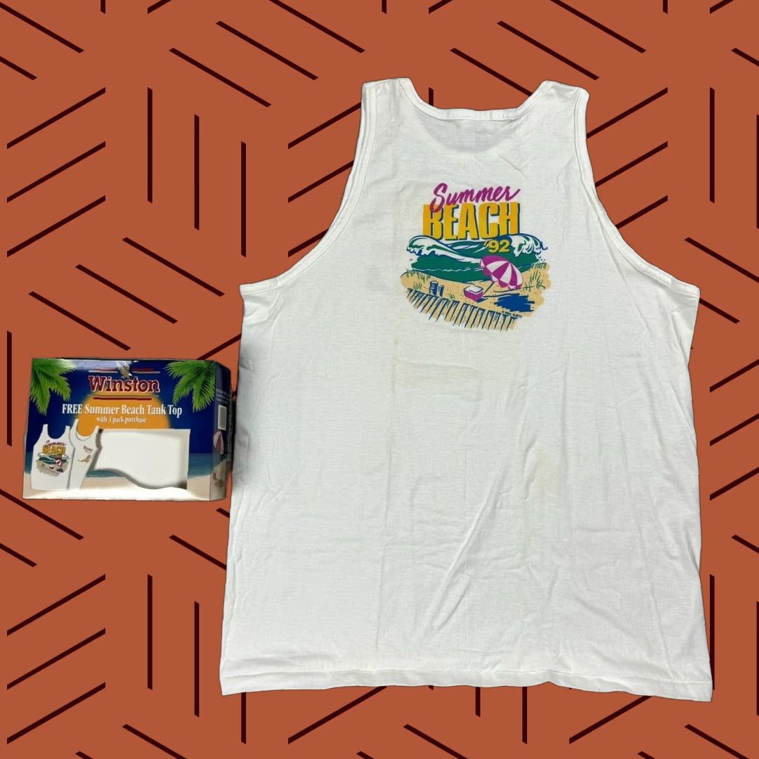 Vintage 1992 Winston Select Cigarette Tank Top Xl Unisex Summer Beach Graphic Tee Cotton Nos