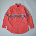 Vintage Vtg Wrangler Brushpopper Shirt Aztec Navajo Poppy Red 17 5