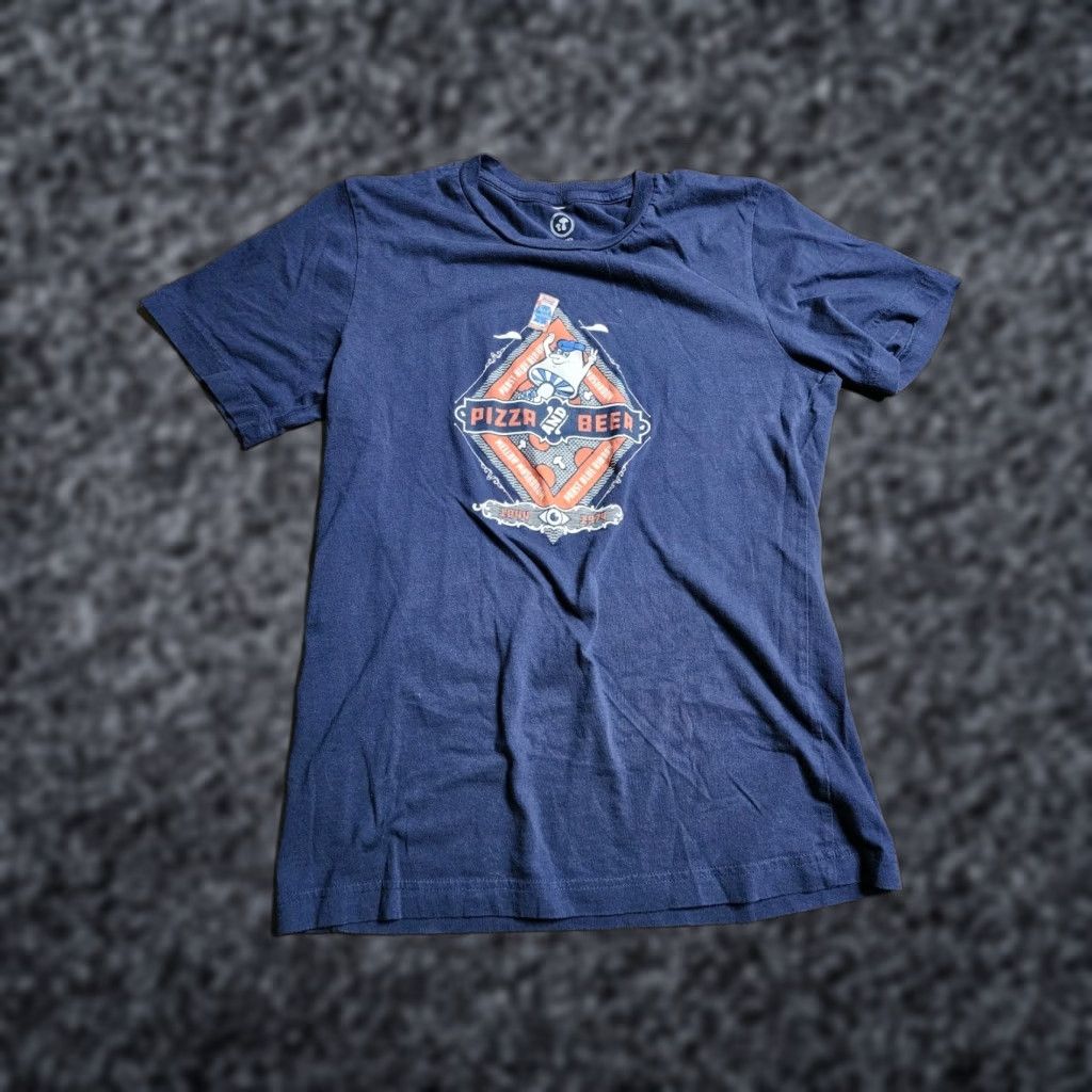 Vintage House Of Shroom T Shirt Womens S Blue Solid Mellow Mushroom Pabst Blue Ribbon Pizza And Beer