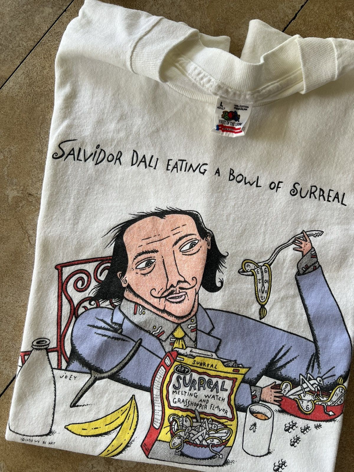 Fruit Of The Loom Vtg 90s Salvador Dali Eating A Bowl Of Surreal Art Tee Shirt Hoodie, Sweatshirt | FlexRushtees.com