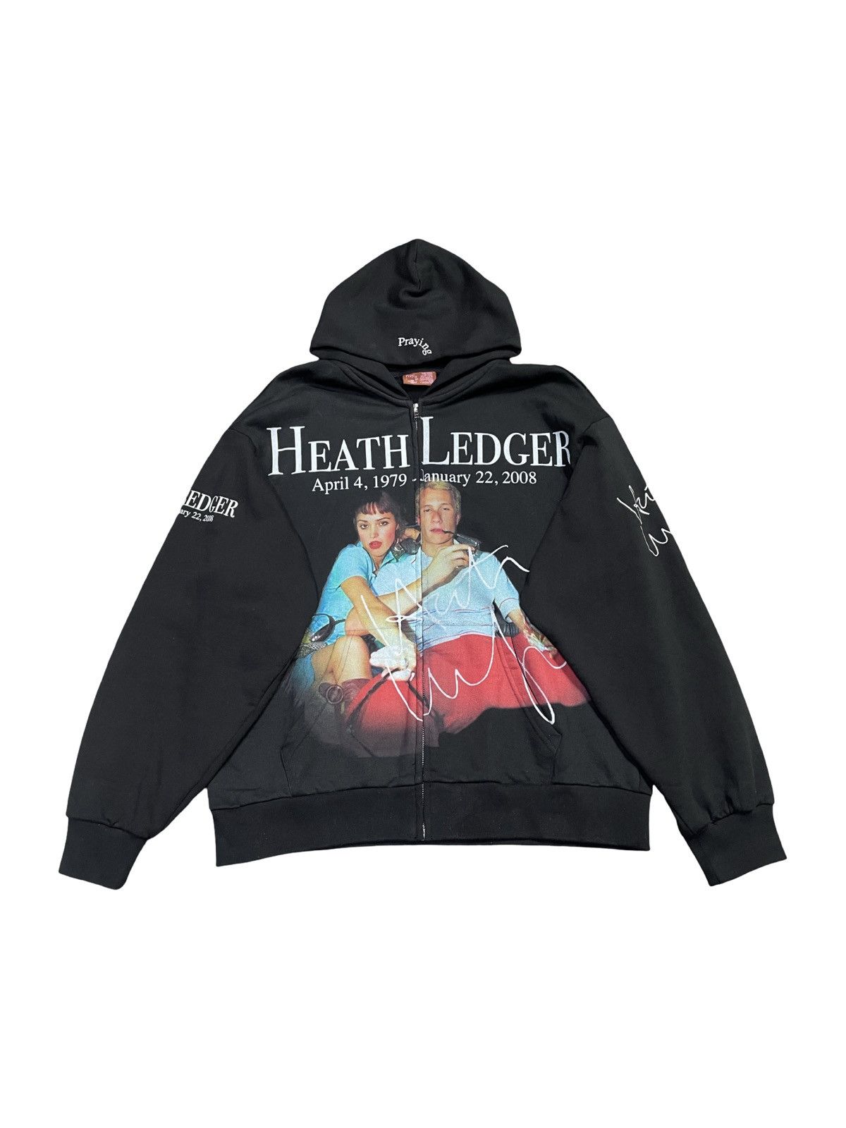 Praying R I P Heath Ledger Zip Up Sweatshirt