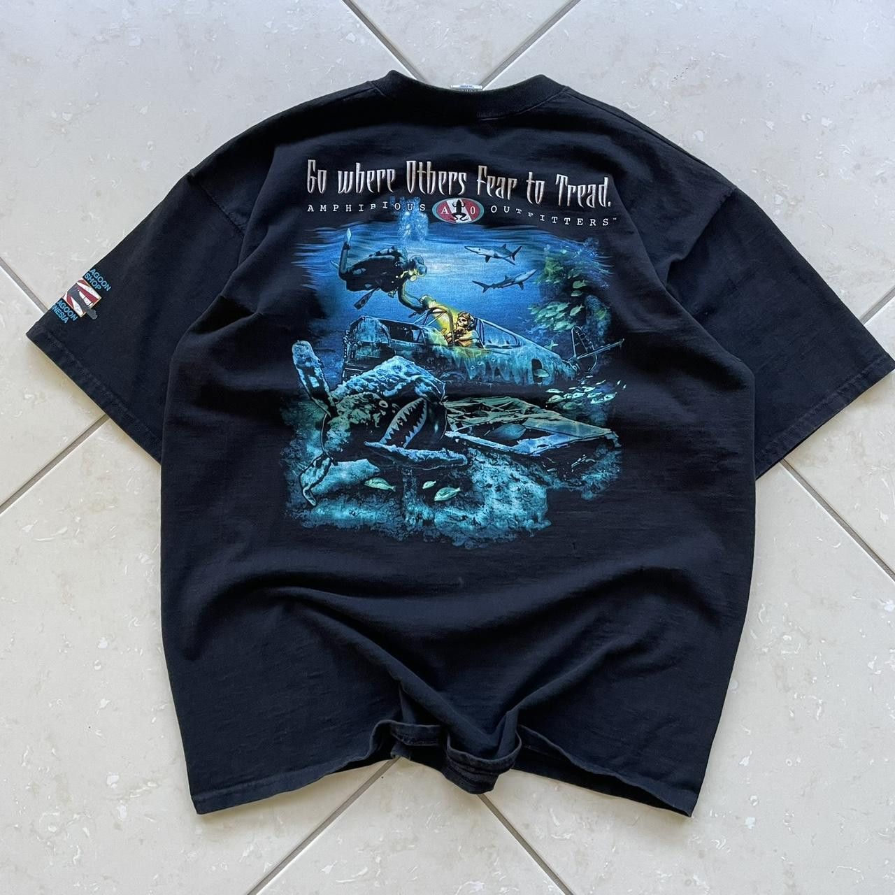 Vintage Y2k 90 S Ocean Scuba Amphibious Graphic Tee