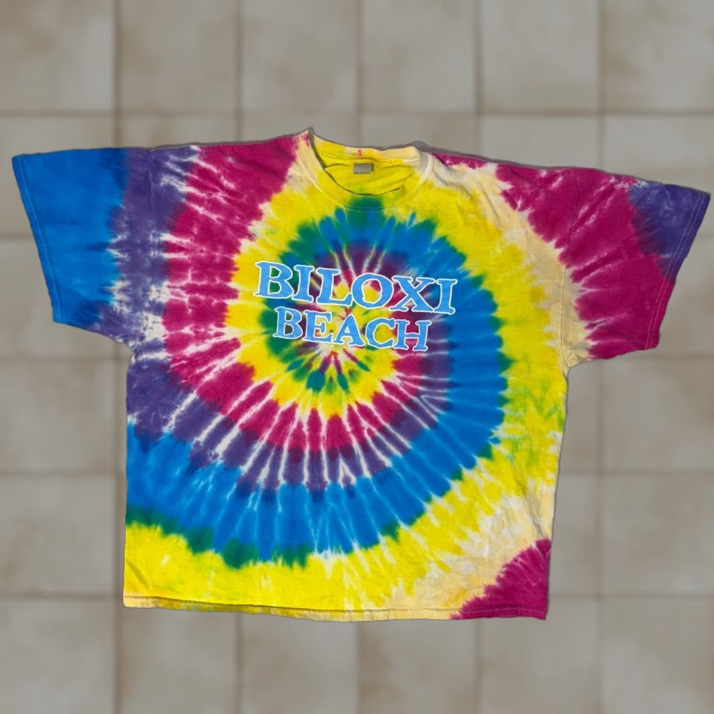 Gildan Vintage Biloxi Beach Mississippi Tie Dye Souvenir Summer T Shirt Xl Multicolor Logo Beach Men