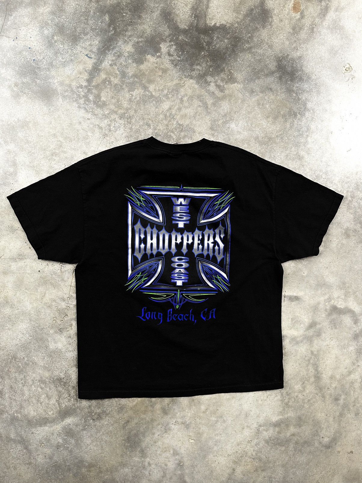 Vintage Weastcoast Choppers Tropical Cross Logo Tee Black