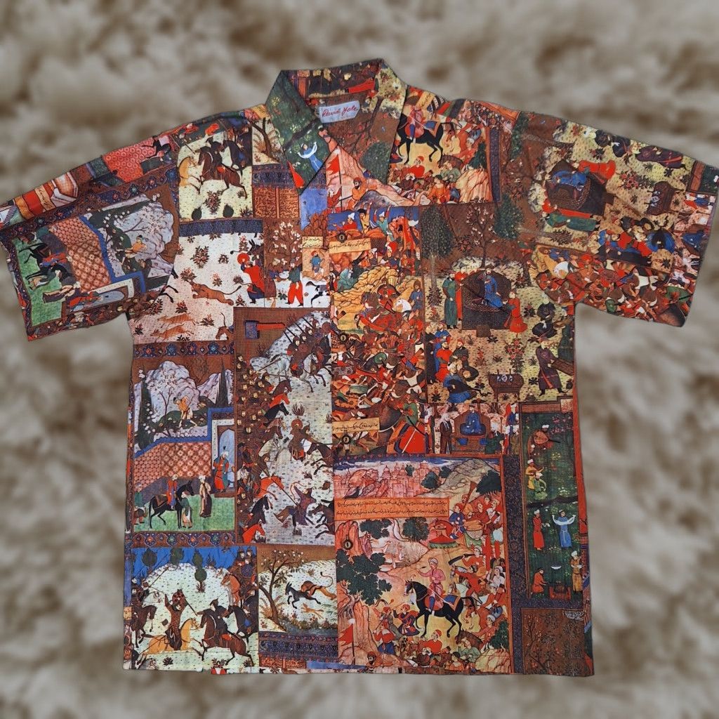 Vintage David Yale Mens Hawaiian Camp Nylon Shirt Xl Aop 50s 60s 70s Beach Retro Bohemian Sh