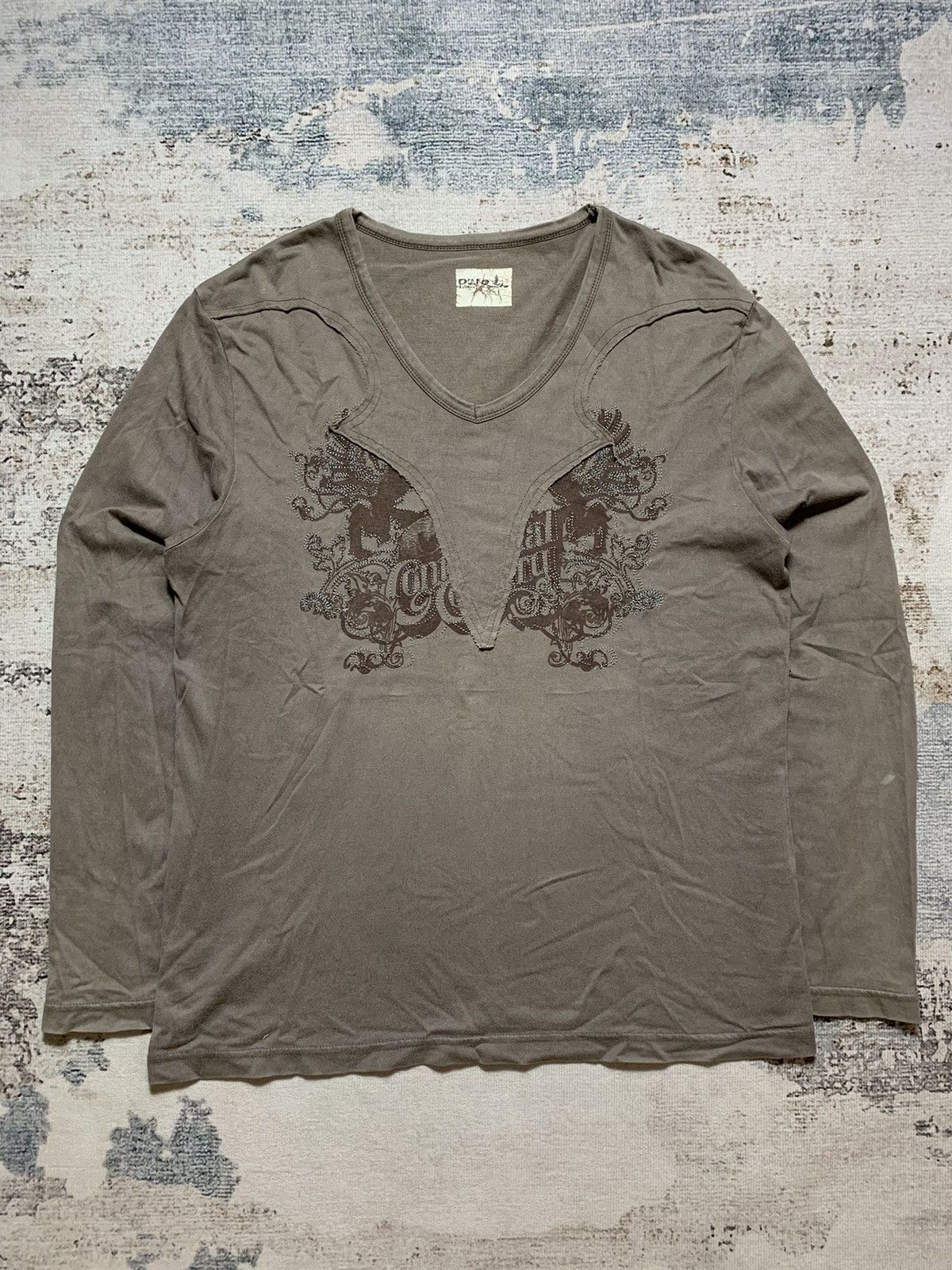In The Attic 2000s G O A Style Patchwork Tribal Longsleeve Tee Undefined