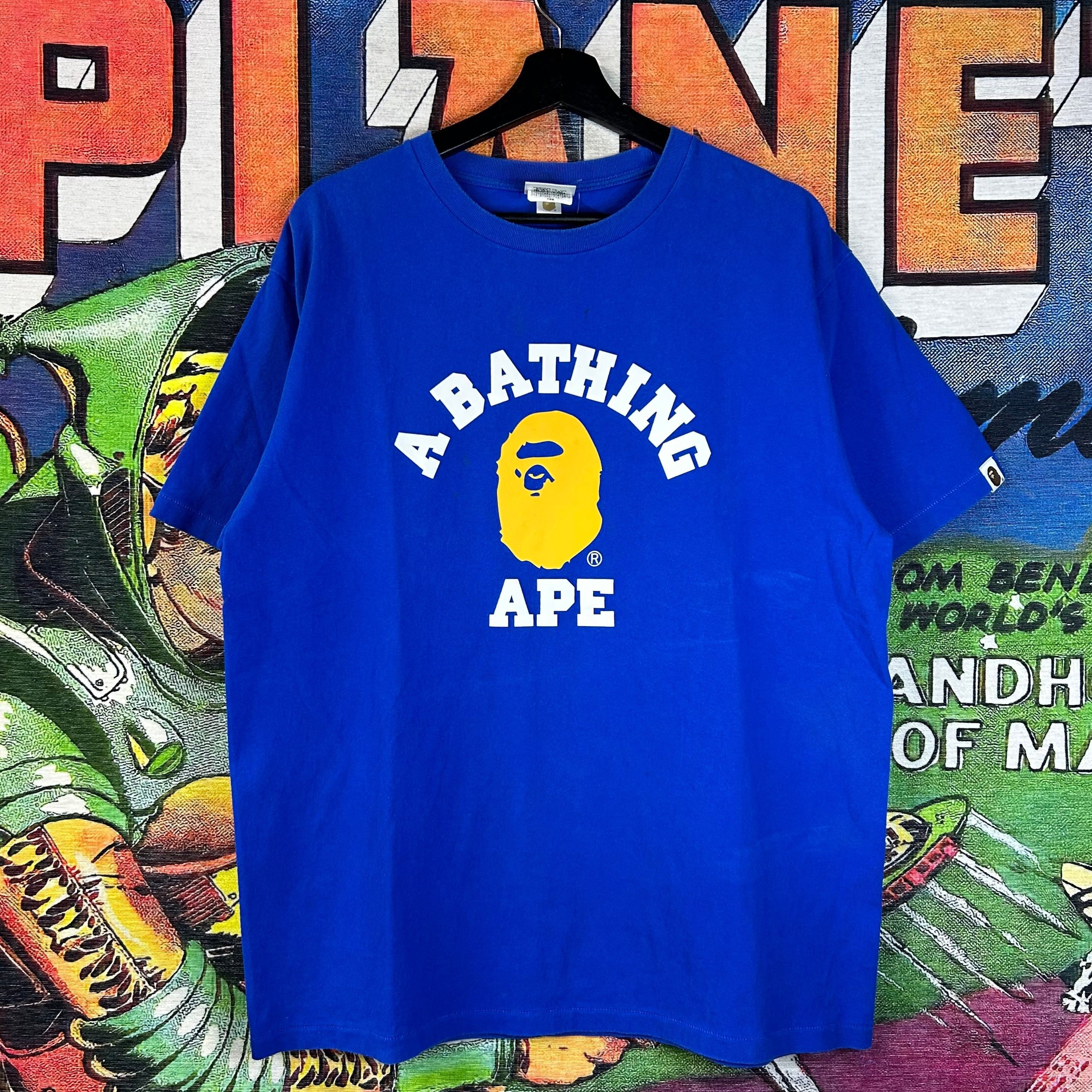 Bape College Tee Blue And Yellow Size Xl Hoodie, Sweatshirt | FlexRushtees.com