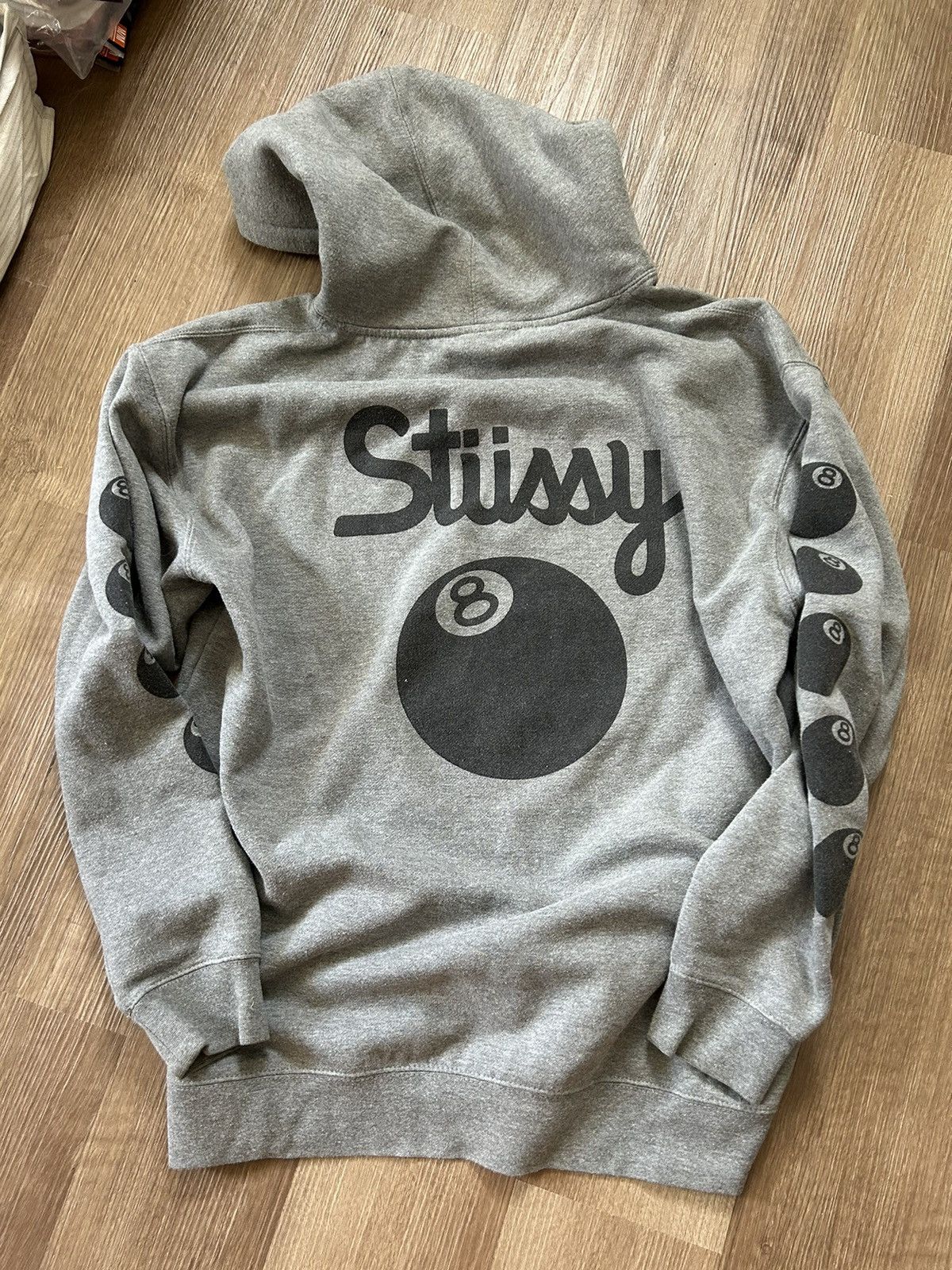 Stussy 8 Ball Script Hoodie Heather Grey Xl 2013