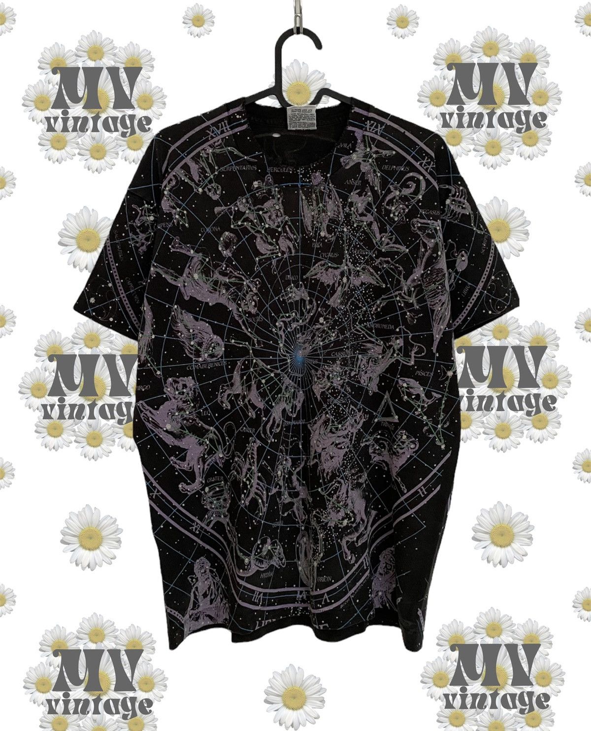 Vintage Liquid Blue Zodiac 93 Vintage Rap Tee Mountain Art