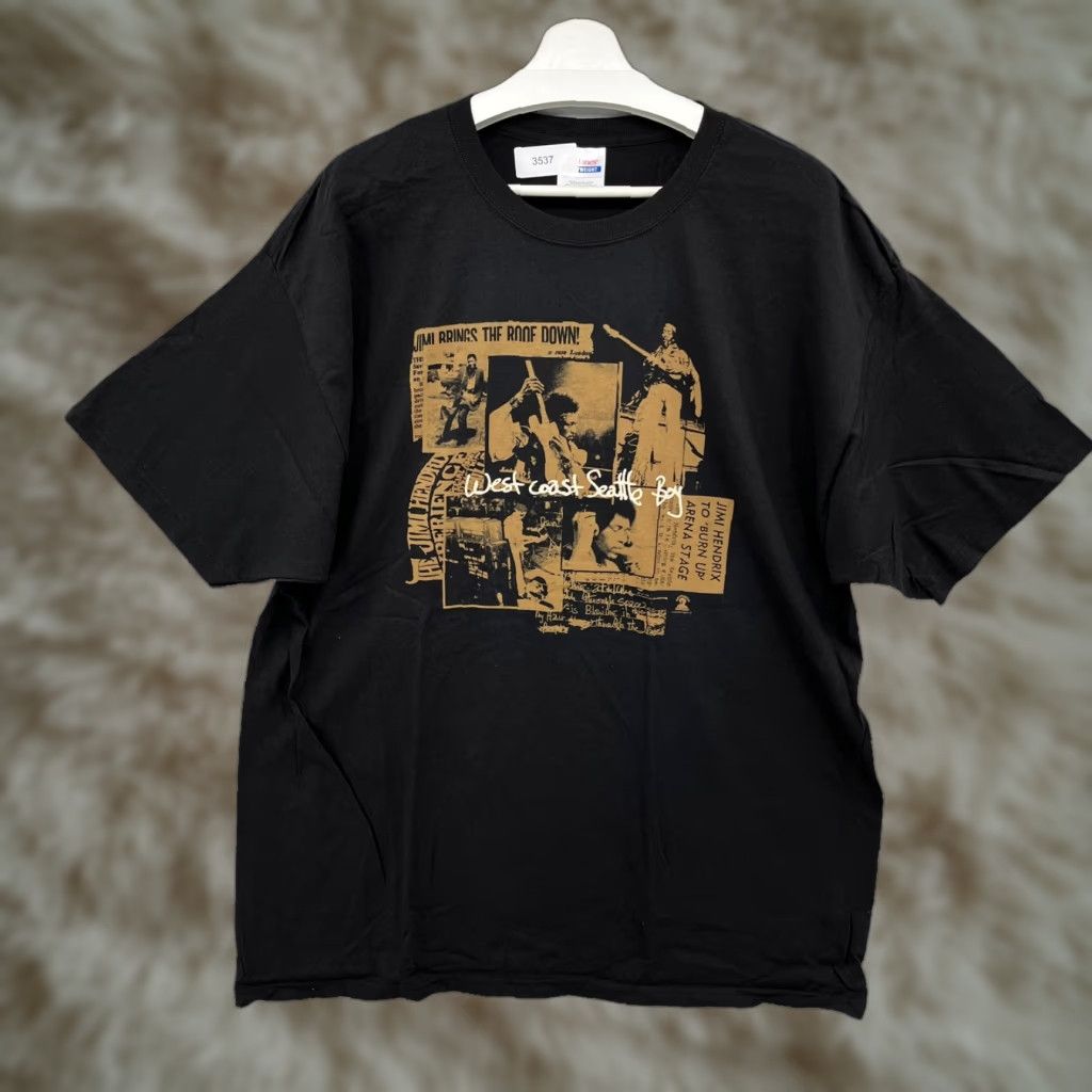 Hanes Vintage Jimi Hendrix Band T Shirt Men S Xxl Black 2010 Tribute Tour Rock Music West Coast Seat