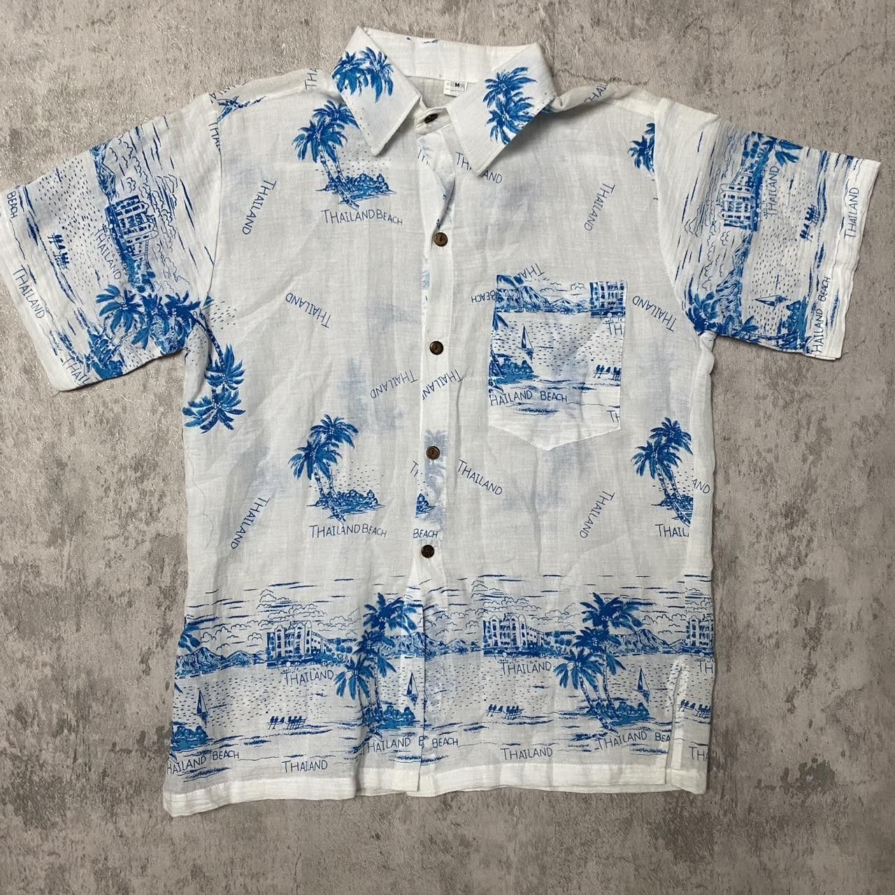 Other White And Blue Vintage Thai Beach Shirt Beachvibes