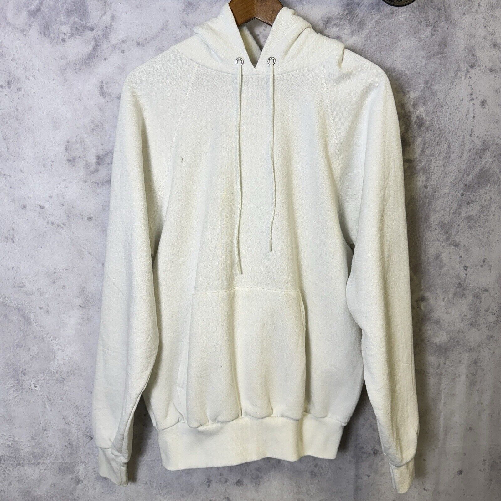 Vintage Hanes Hoodie Mens Xl White Blank Sweatshirt Y2k