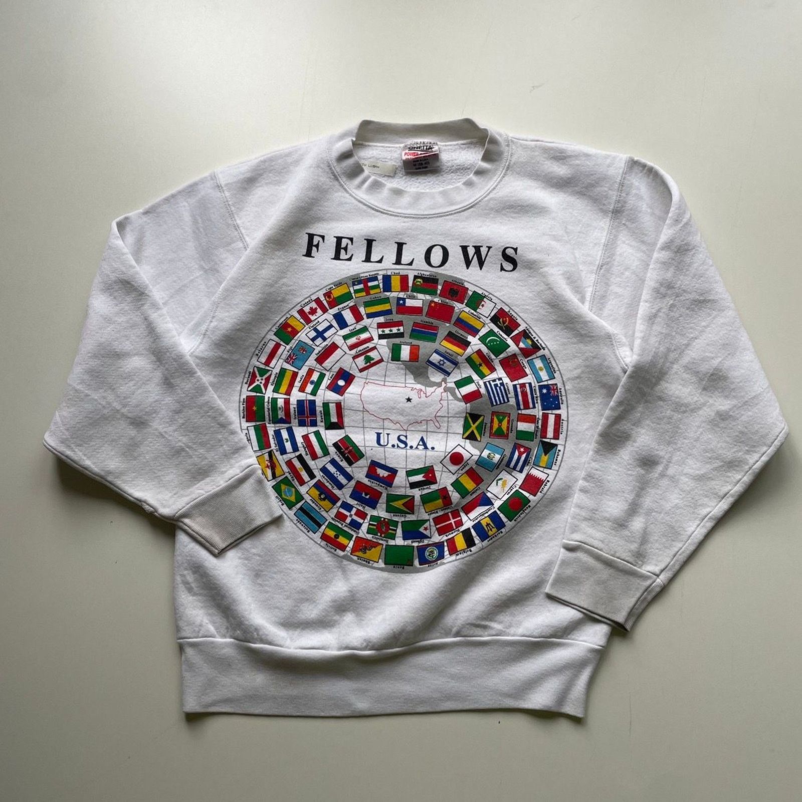 Vintage 90s World Flags Usa Art Crewneck Xs Made In Usa Rare T-Shirts, Hoodie, Sweatshirt | FlexRushtees.com