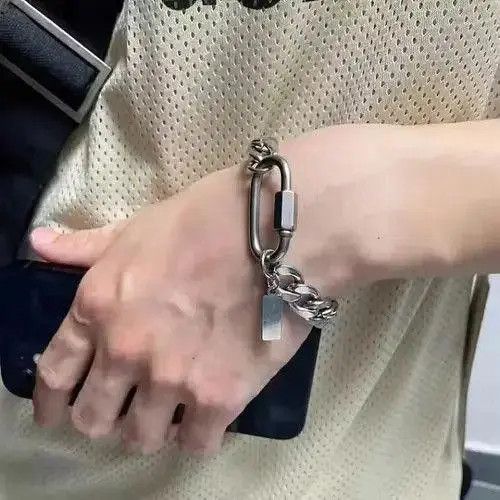 Jewelry Silver Chunky Chain Link Bracelet Modern Metal Bracelet