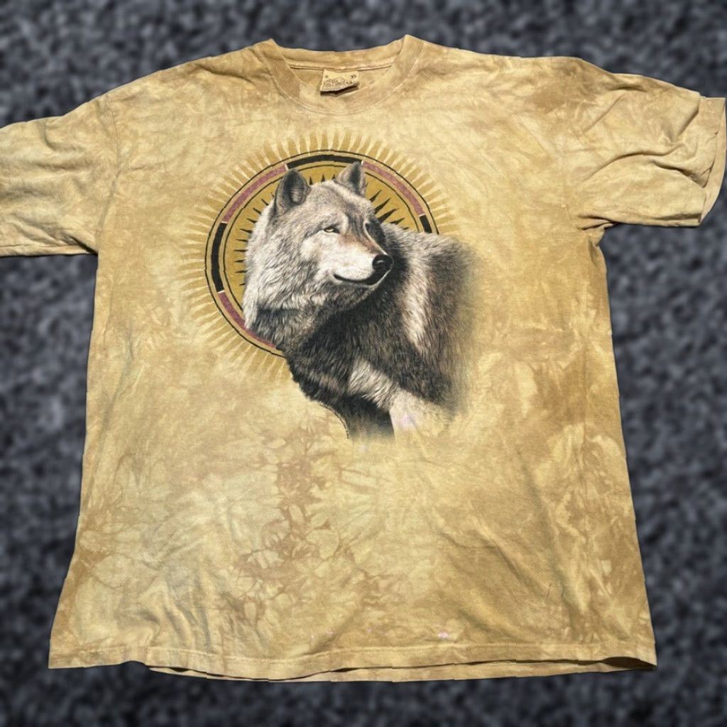 Mountain Vintage The Mountain T Shirt Wolf Tie Dye All Over Print Mens Xl Multicolor 1990s Anima