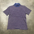 Vintage 60s Navy Red Knit Mock Neck Pattern Shirt