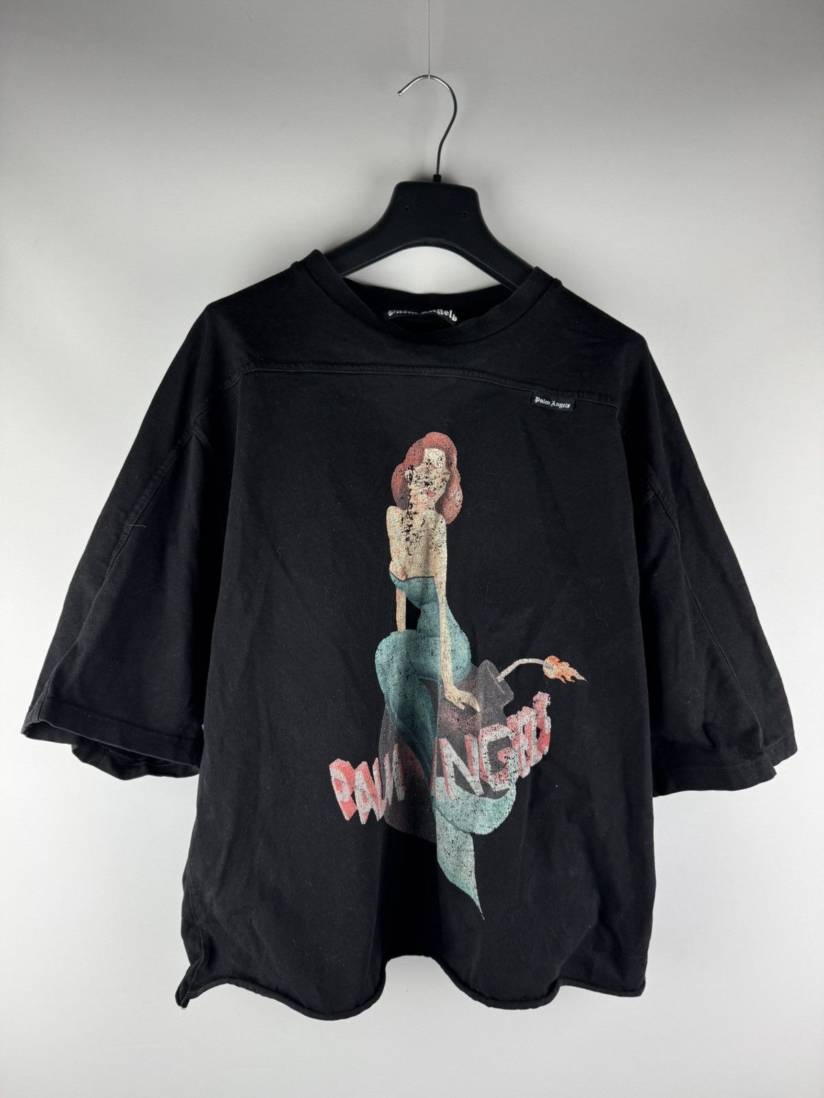 Angels Palm Angels Mermaid Logo Oversized T Shirt Women S Black Hoodie, Sweatshirt | FlexRushtees.com