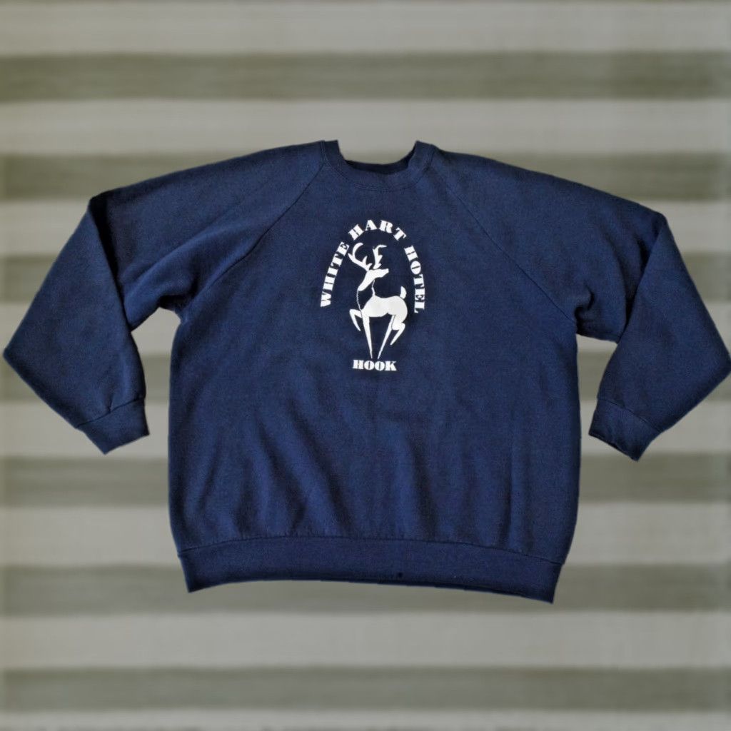 Vintage Screen Stars Sweatshirt Raglan Shirt Xl White Hart Hotel Ireland 80s 1980s Cotton Ch