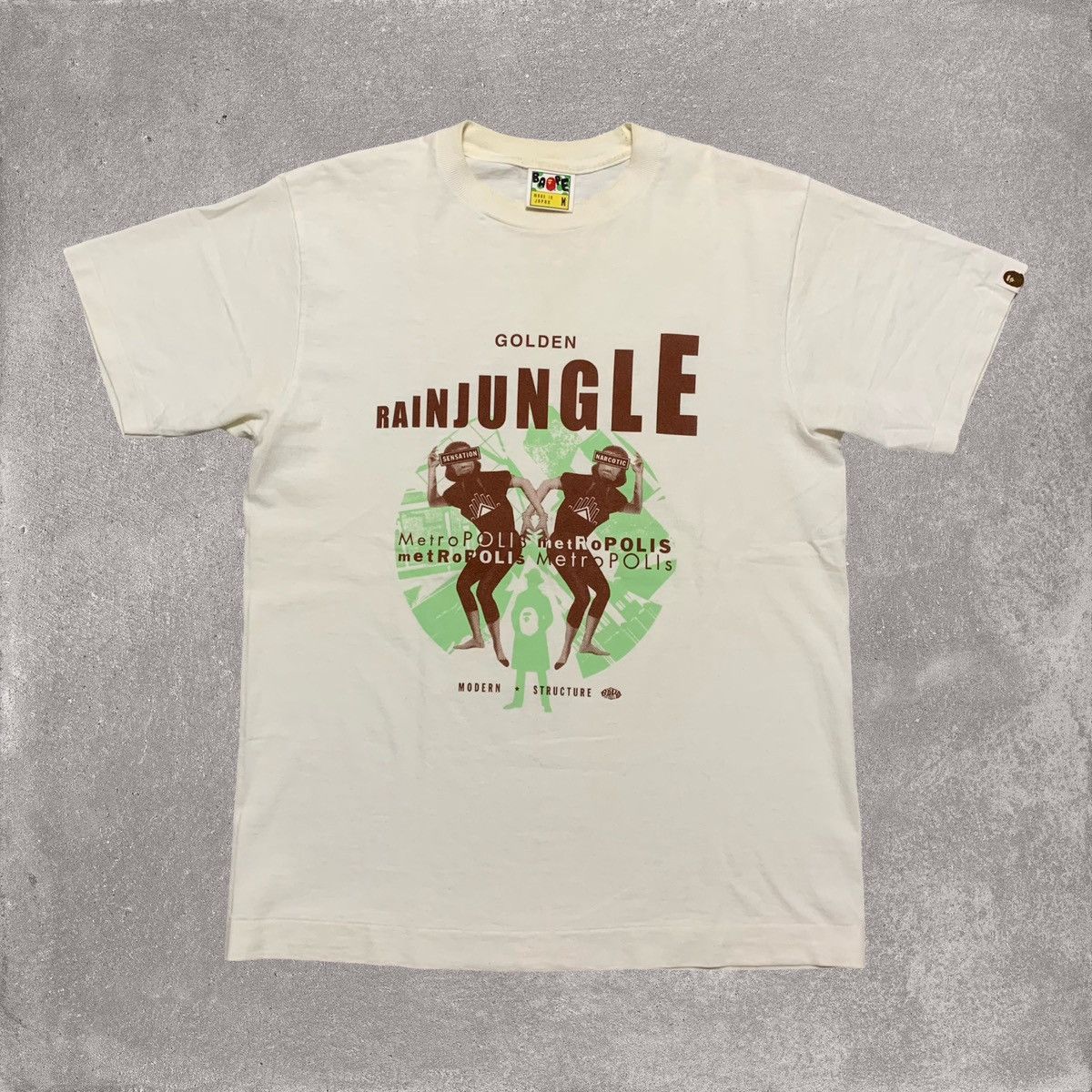 Bape Medium White Tee A Bathing Ape Golden Rain Jungle Hoodie, Sweatshirt | FlexRushtees.com