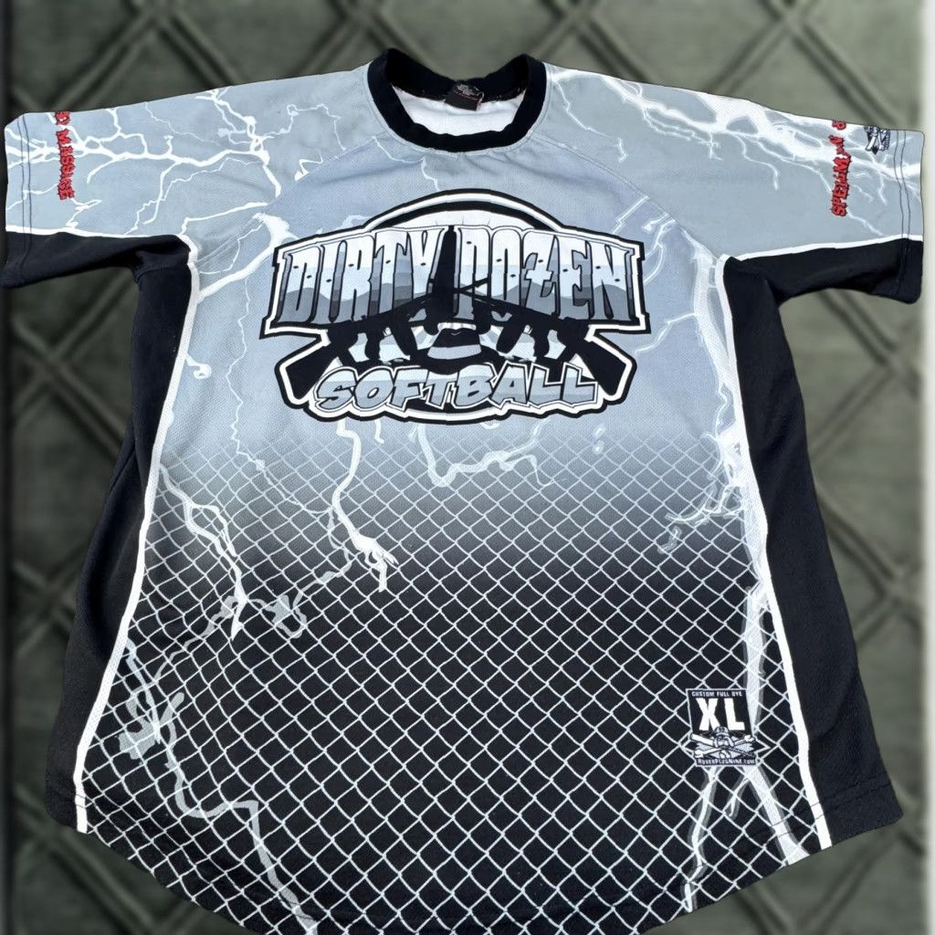 Vintage Roverplusnine Dirty Dozen Softball Shirt Mens Xl Gray Black Jersey Custom 41