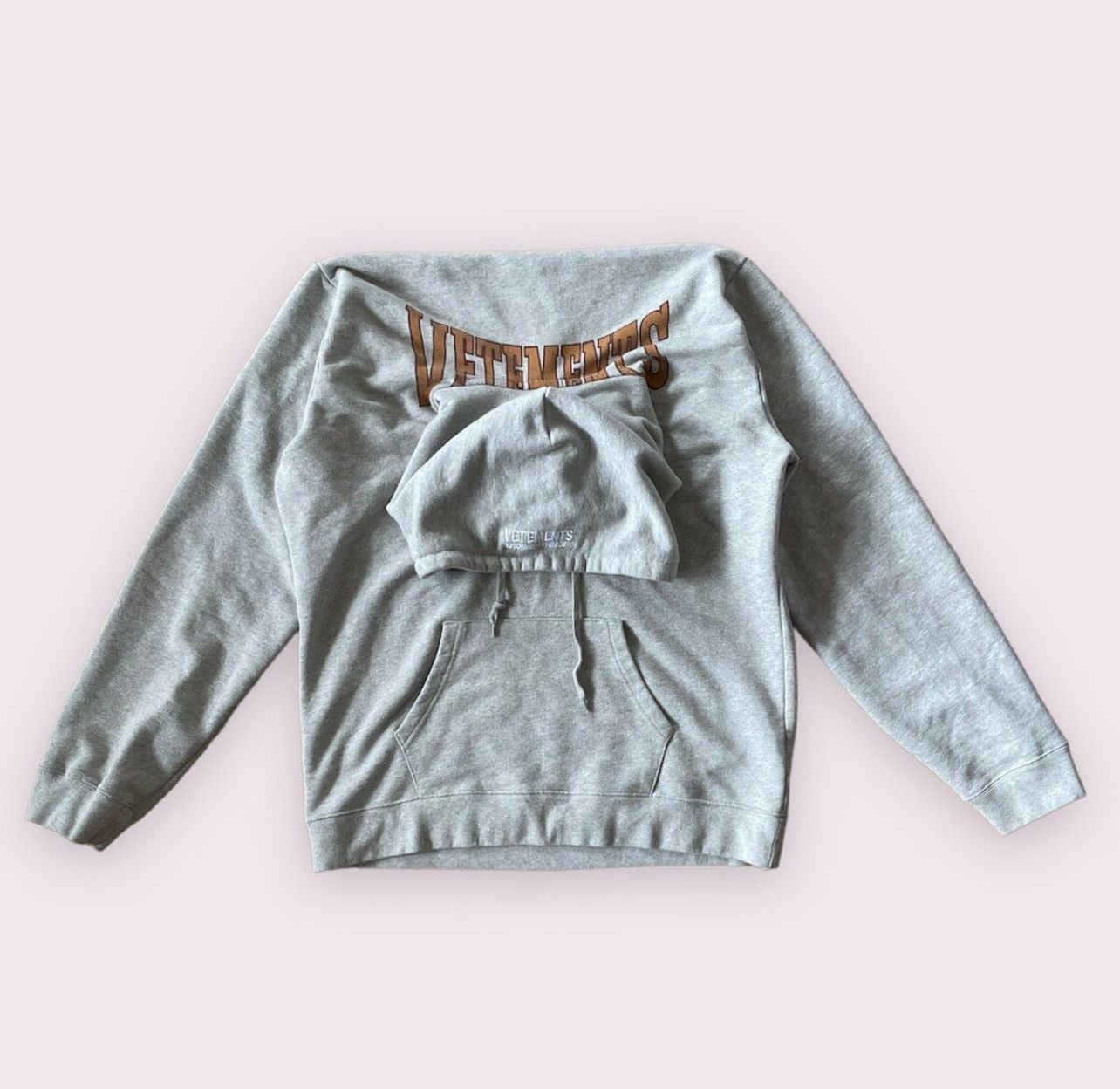 Vetements Misplaced Logo Hoodie Grey T-Shirts, Sweatshirt | FlexRushtees.com
