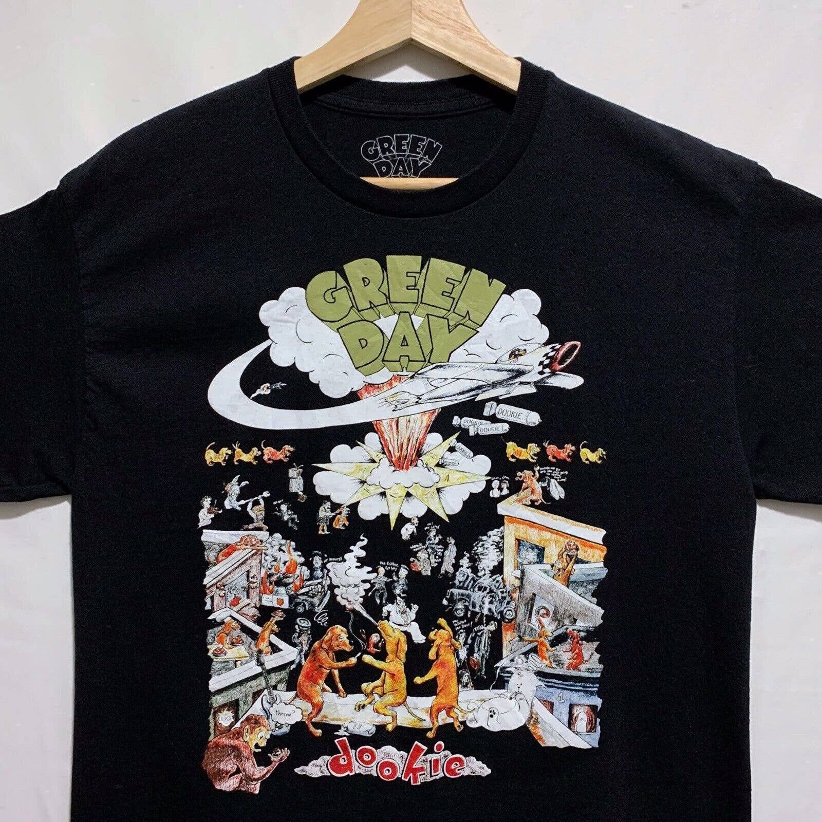 Band Tees Green Day Dookie Band Tee T Shirt Size Medium Black Hoodie, Sweatshirt | FlexRushtees.com
