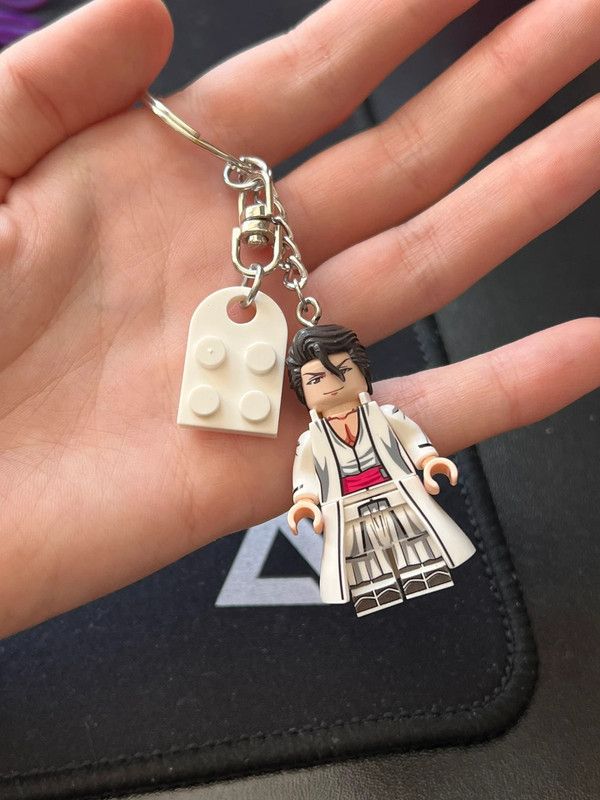 Anime Bleach Aizen Lego Anime Minifigure Keychain Keyring