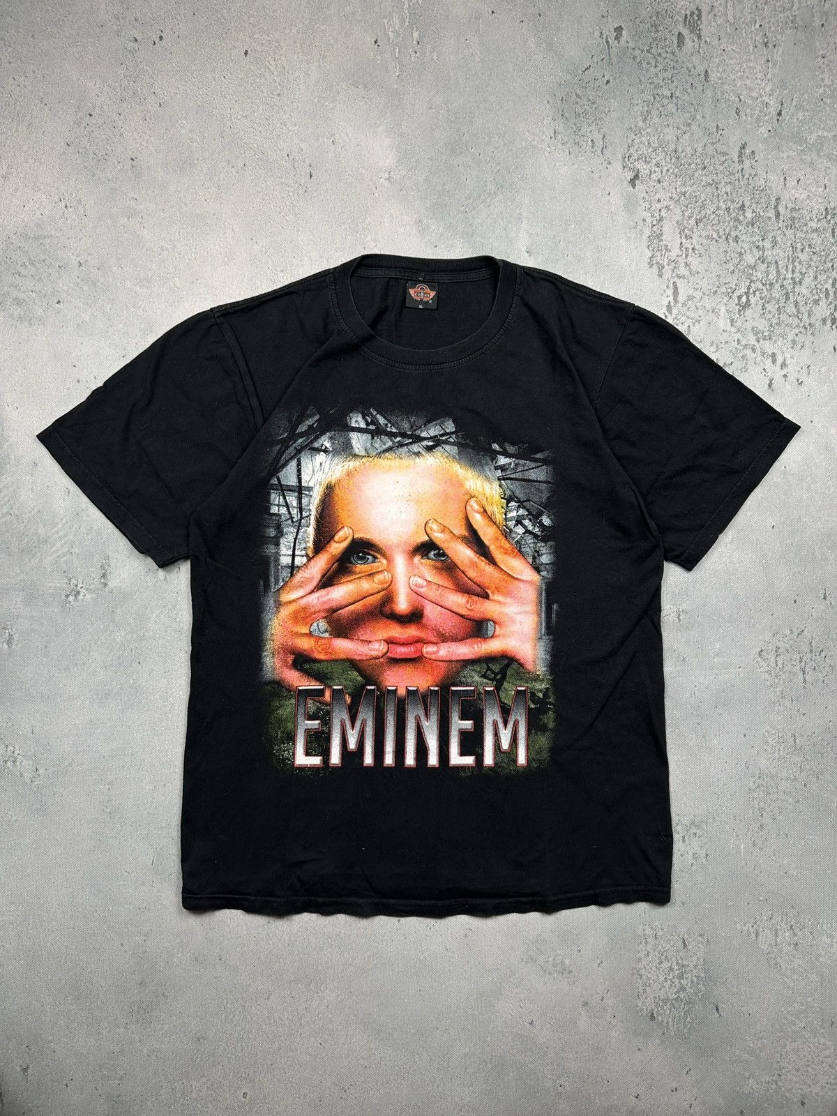Vintage Overprint Eminem Graphic Tee Bold Portrait Print 00s Hoodie, Sweatshirt | FlexRushtees.com