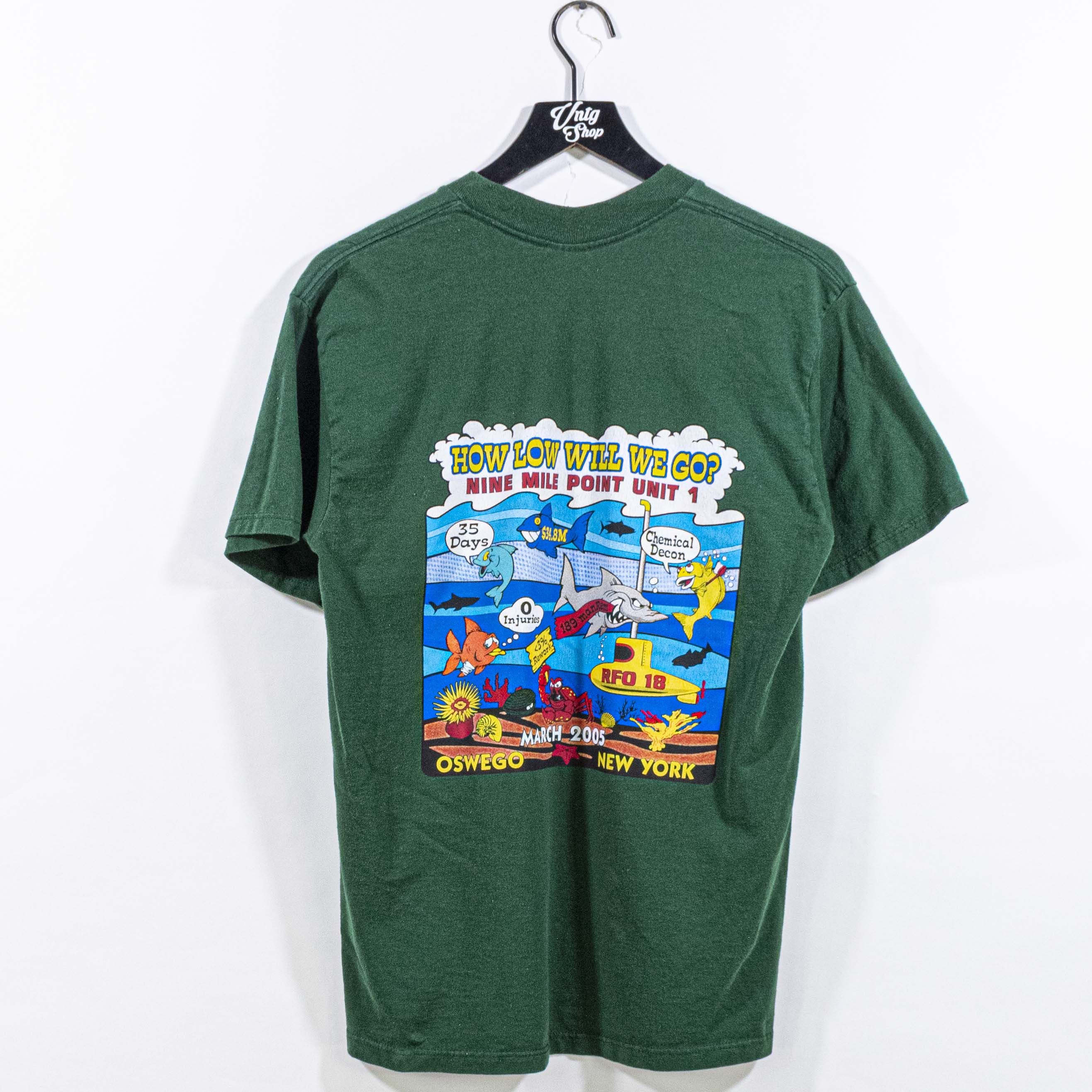 Vintage Chemical Decon Marine Ocean T Shirt Large Y2k Fish Sea
