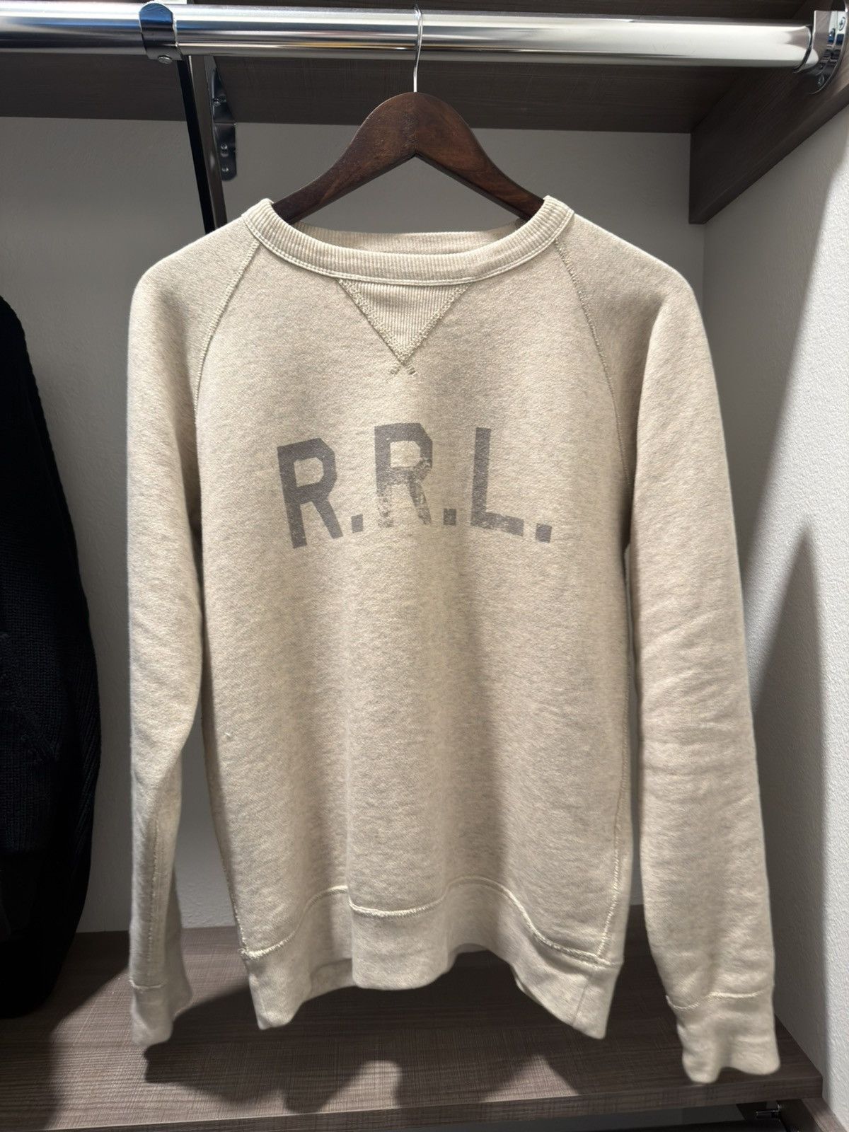 Ralph Lauren Rrl Logo Cotton Fleece Oatmeal Heather