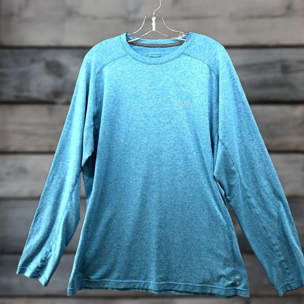 Bauer Eddie Bauer Active Long Sleeve T Shirt Mens Lt Blue Freedry Crewneck Pullover Moisture W