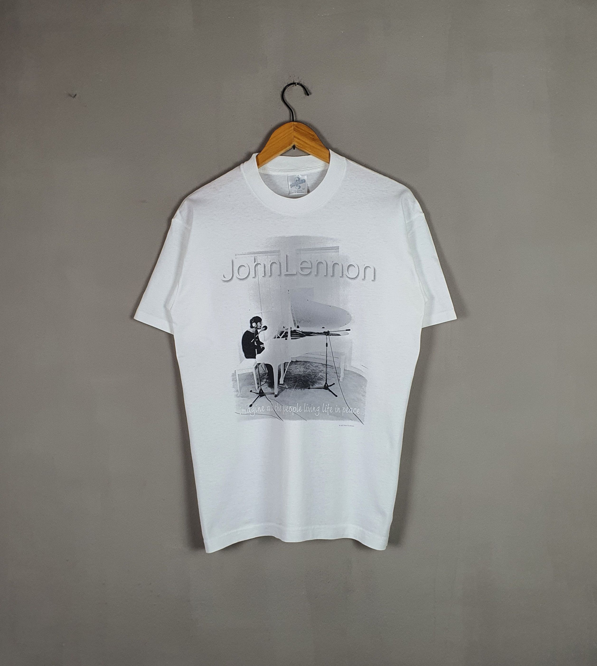 Vintage 1997 John Lennon Imagine Peter Fordham Photograph T Shirt Hoodie, Sweatshirt | FlexRushtees.com