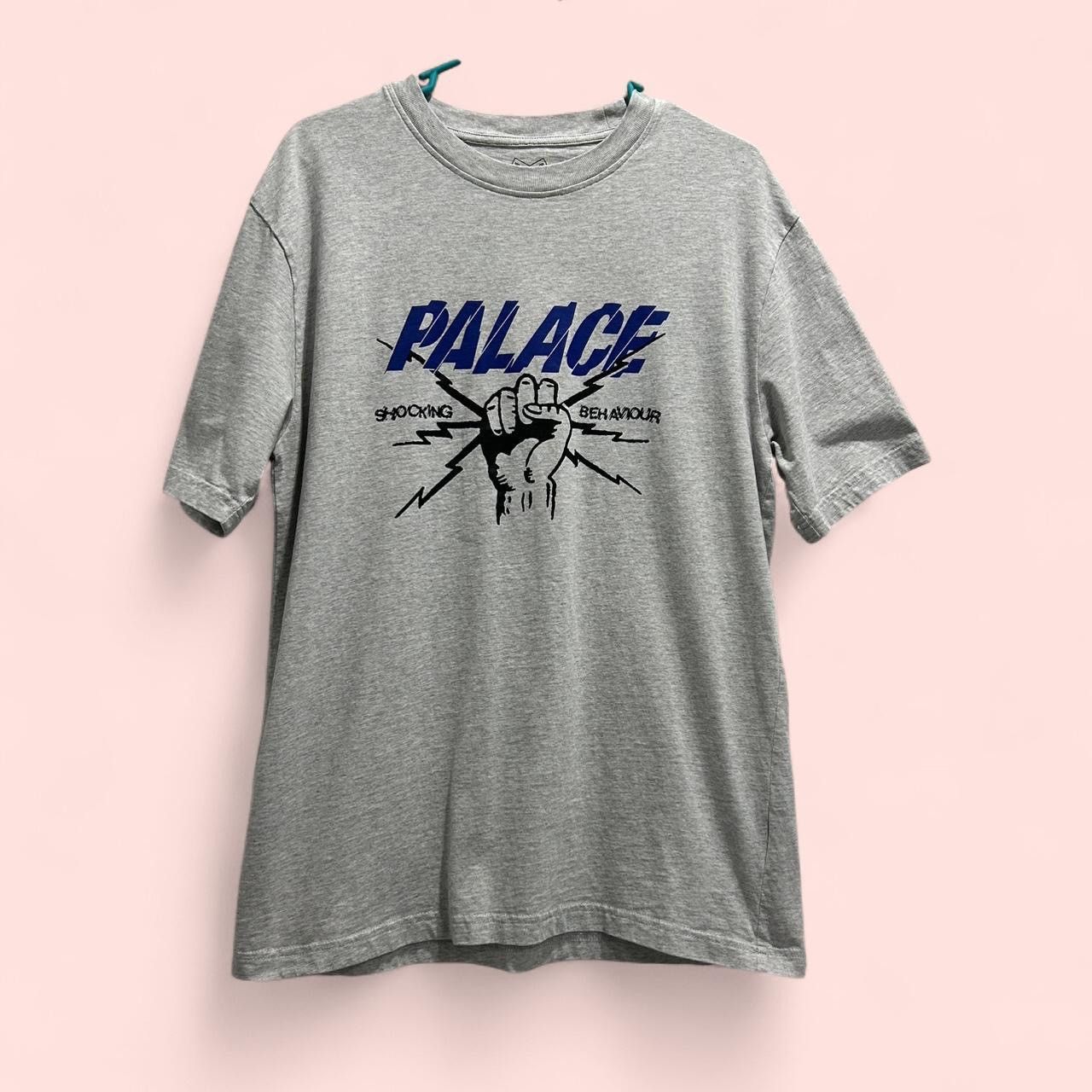 Palace Shocking Behaviour T Shirt Grey Marl Large Hoodie, Sweatshirt | FlexRushtees.com