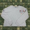 Hilfiger Vintage Tommy Hilfiger Shirt Mens Large Gray Sleeved Long Logo Spell Out Knit Cotton