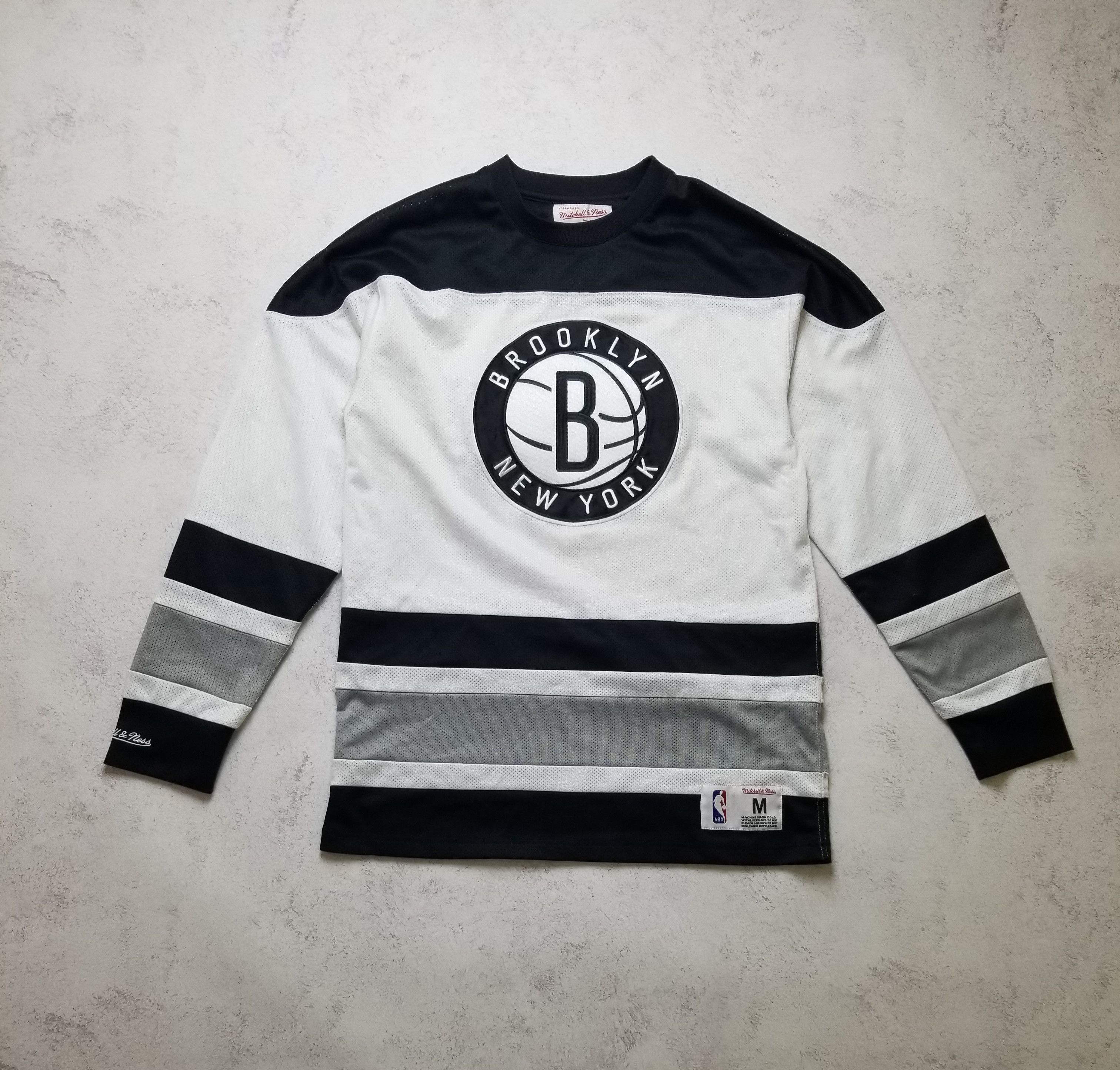 Mitchell Ness Brooklyn Nets Mesh Longsleeve Hockey Style Jersey