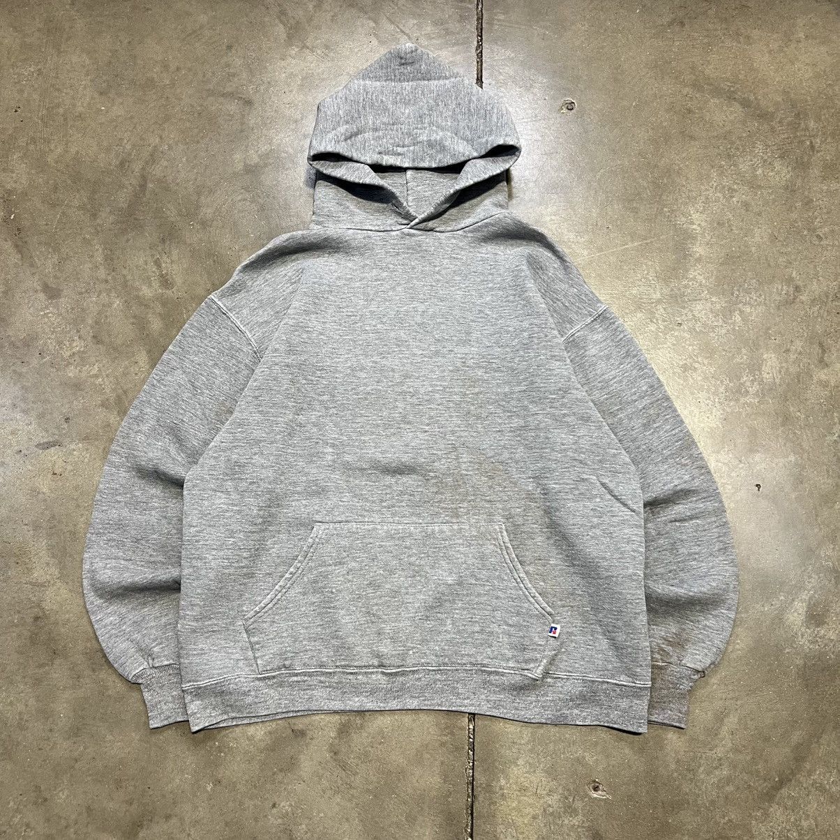 Vintage 80s Russell Athletic Hoodie Sweatshirt Faded Boxy