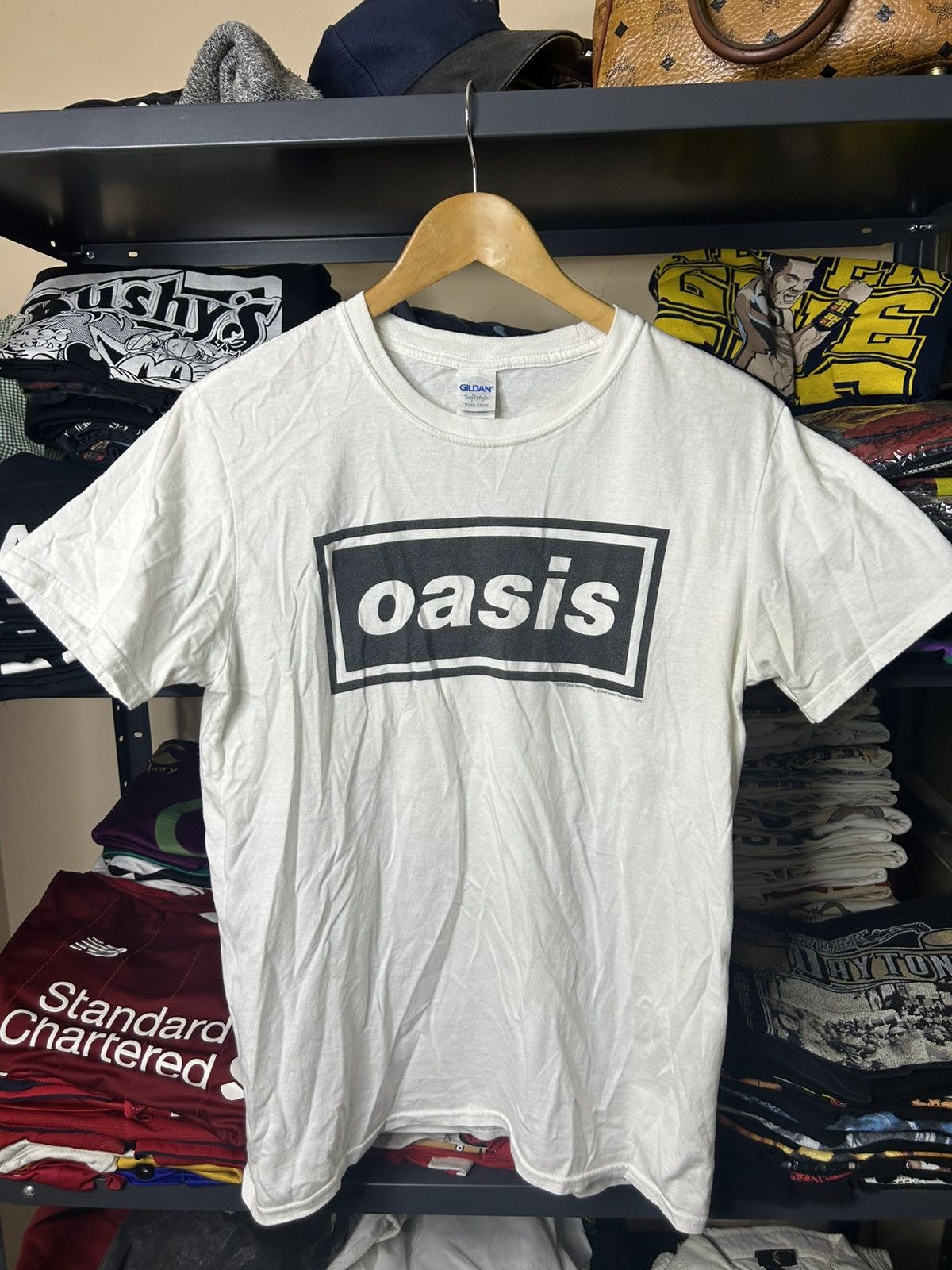 Band Tees Oasis Logo T Shirt White M Hoodie, Sweatshirt | FlexRushtees.com