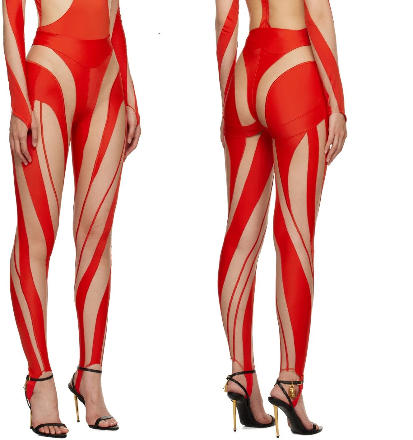 Mugler Red Sheer Panel Leggings T-Shirts, Hoodie, Sweatshirt | FlexRushtees.com
