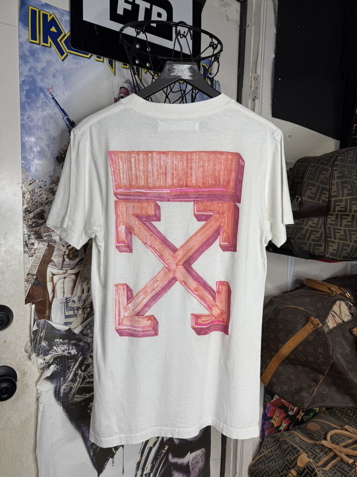 White Off White Virgil Abloh Arrows White T Shirt Size Medium Hoodie, Sweatshirt | FlexRushtees.com