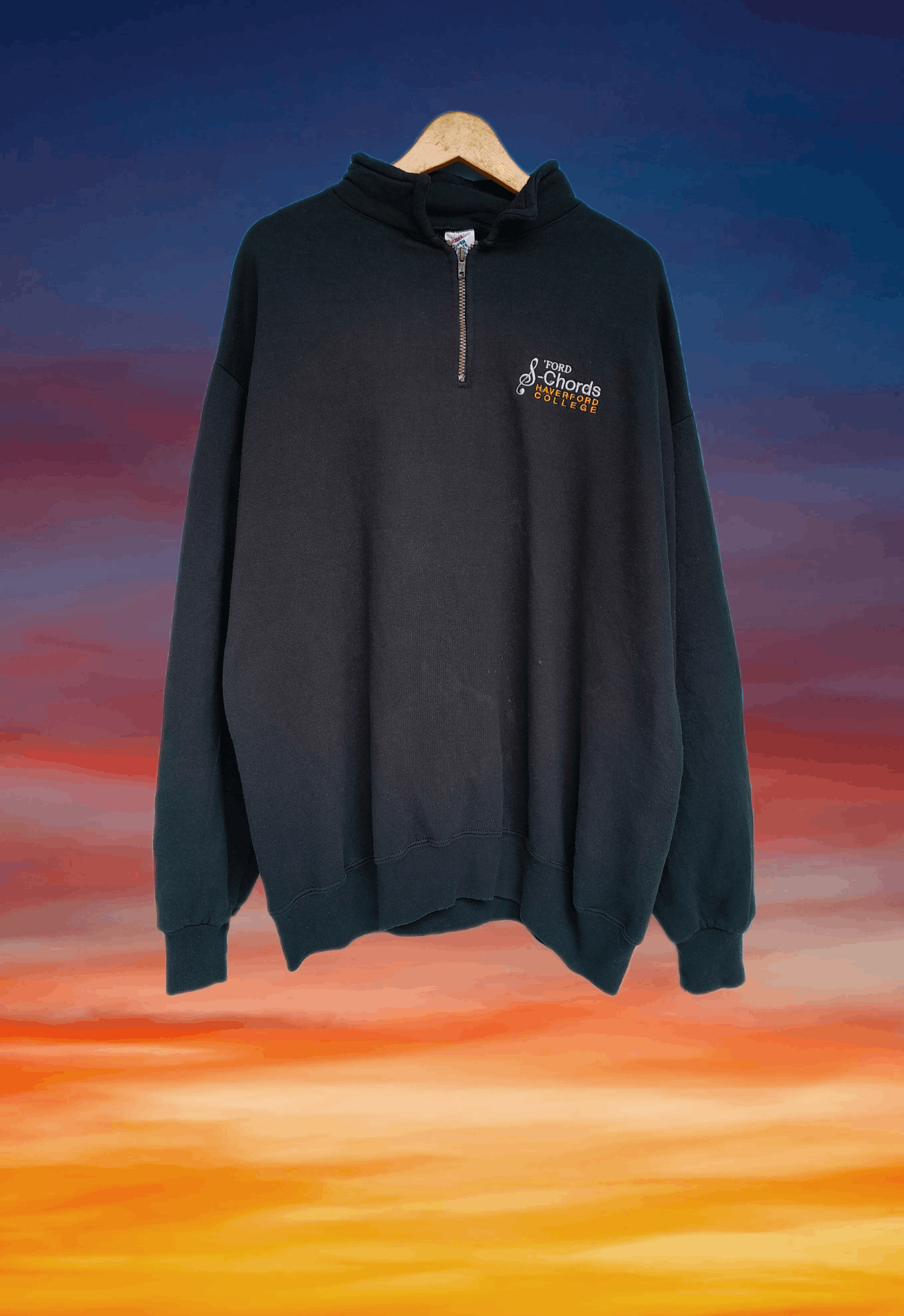 Vintage 90s Haverford College Ford Chords Jerzees Halfzip