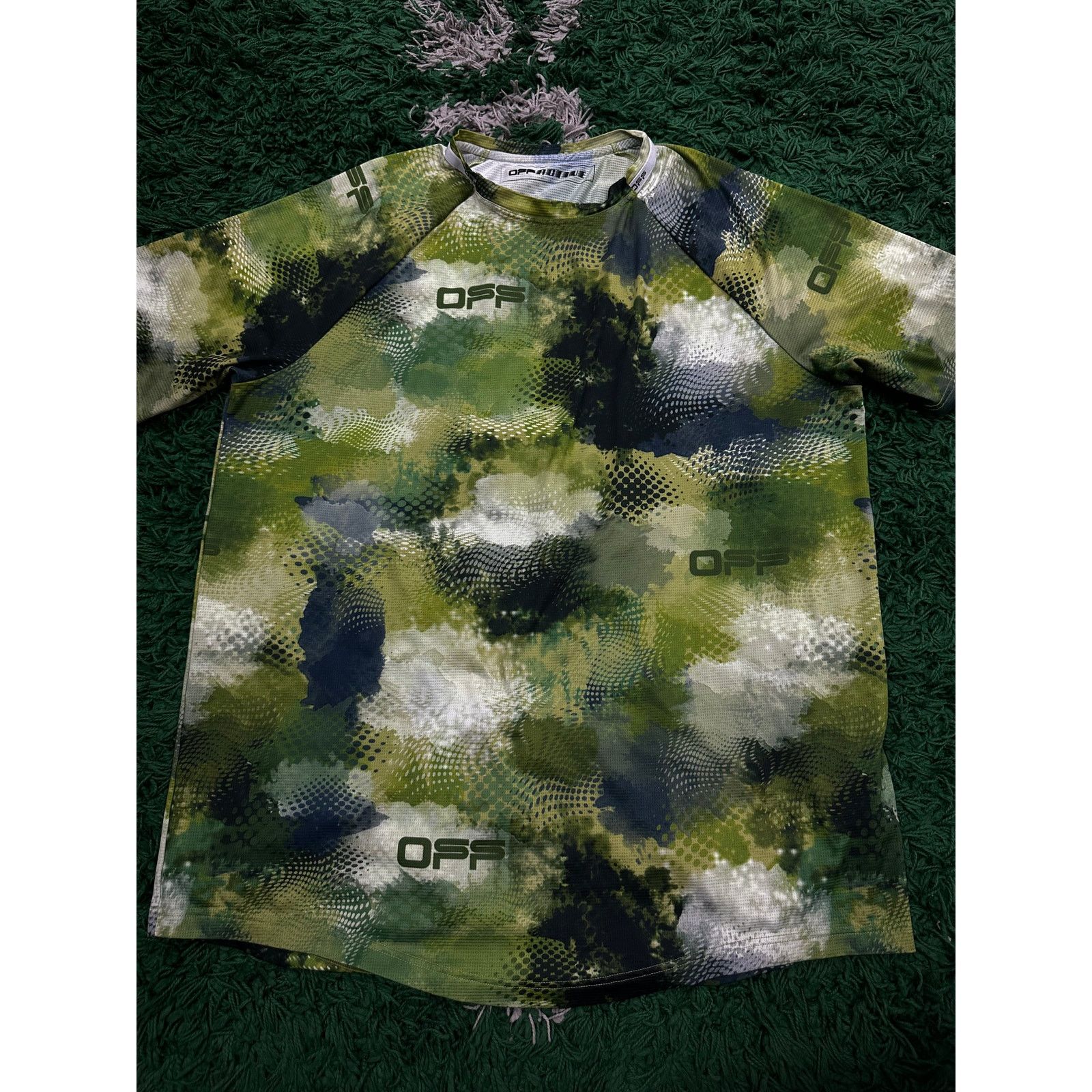 White Off White Mesh Tee Green Used Xl Hoodie, Sweatshirt | FlexRushtees.com