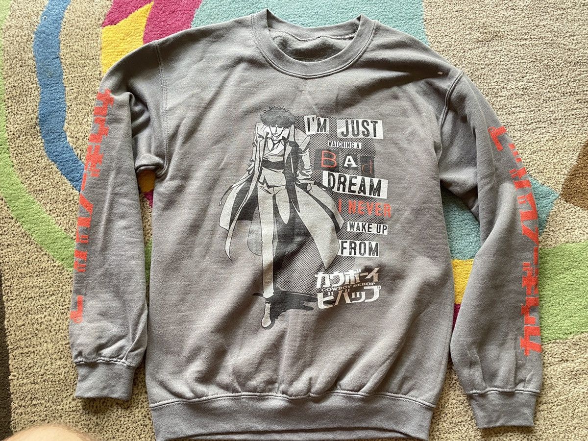 Japanese Brand Grey Cowboy Beebop Graphic Crewneck Sweater