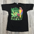 Vintage Vtg Poly Tees Hawaii Black 1990 Neon Tropical Parrot Shirt