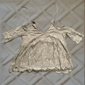 Vintage Maurices Top Womens 1 Brown Half Sleeve Lace Lined Nylon Cold Shoulder Casual
